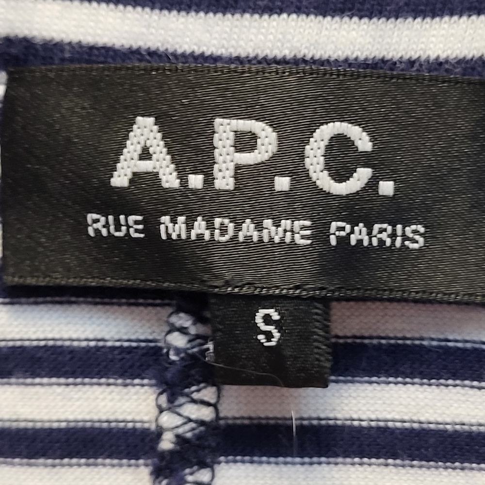 A.P.C. Blue Striped Sleeveless Square Neck Midi Sundress - Size S - Picture 3 of 6